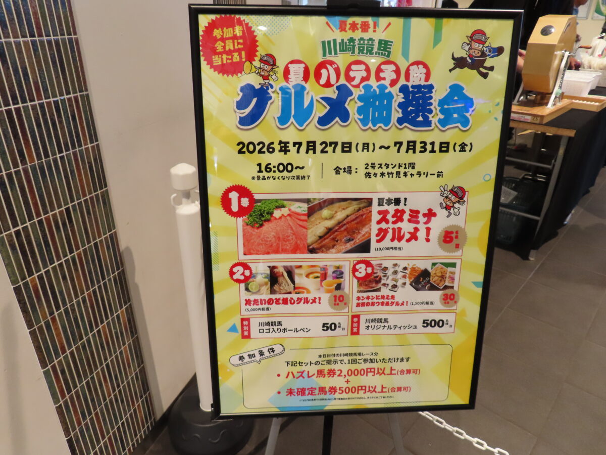 グルメ抽選会の看板